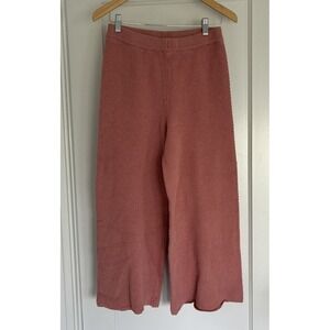 Free People FP Beach Pants Small Pink Hailee Waffle Knit Thermal Wide Leg Lounge